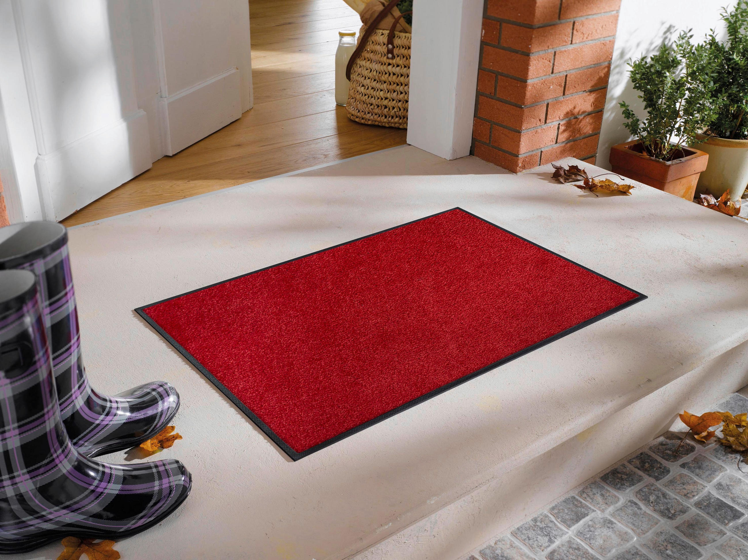 FUßMATTE  60/90 cm  Rot  - Rot, KONVENTIONELL, Kunststoff/Textil (60/90cm) - wash+dry