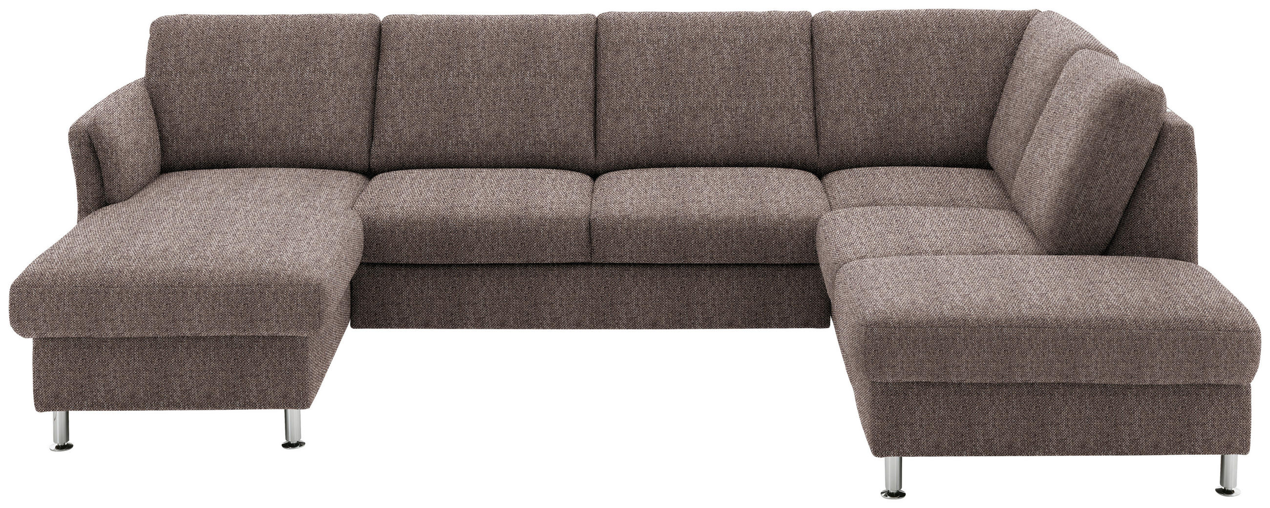 WOHNLANDSCHAFT in Flachgewebe Braun  - Chromfarben/Braun, KONVENTIONELL, Textil/Metall (168/305/200cm) - Beldomo System