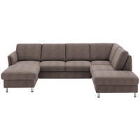 WOHNLANDSCHAFT in Flachgewebe Braun  - Chromfarben/Braun, KONVENTIONELL, Textil/Metall (168/305/200cm) - Beldomo System