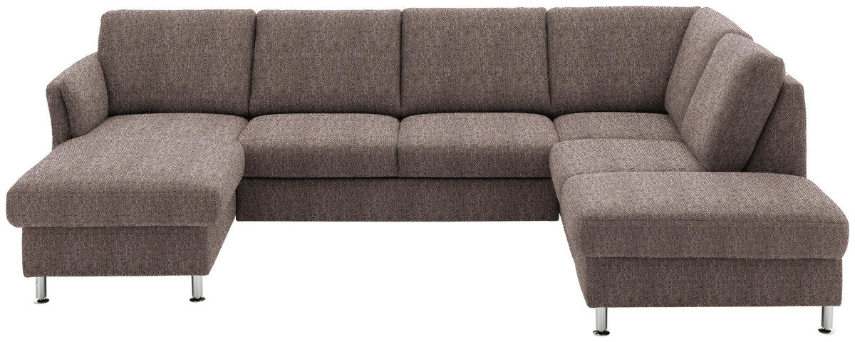 WOHNLANDSCHAFT in Flachgewebe Braun  - Chromfarben/Braun, KONVENTIONELL, Textil/Metall (168/305/200cm) - Beldomo System