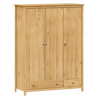 KLEIDERSCHRANK 144/190/58 cm,  in Naturfarben, Honig, 3 Tür(en)  - Messingfarben/Naturfarben, Basics, Holz/Metall (144/190/58cm) - Livetastic