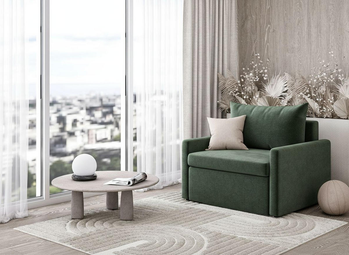 SCHLAFSESSEL Flachgewebe Dunkelgrün  - Dunkelgrün/Schwarz, Design, Kunststoff/Textil (92/89/103cm) - MID.YOU