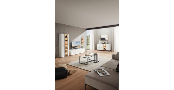 WOHNWAND 3-teilig in Weiß, Wildeiche 326,5/205,5/45,2 cm - Wildeiche/Schwarz, Design, Glas/Holz (326,5/205,5/45,2cm) - Dieter Knoll