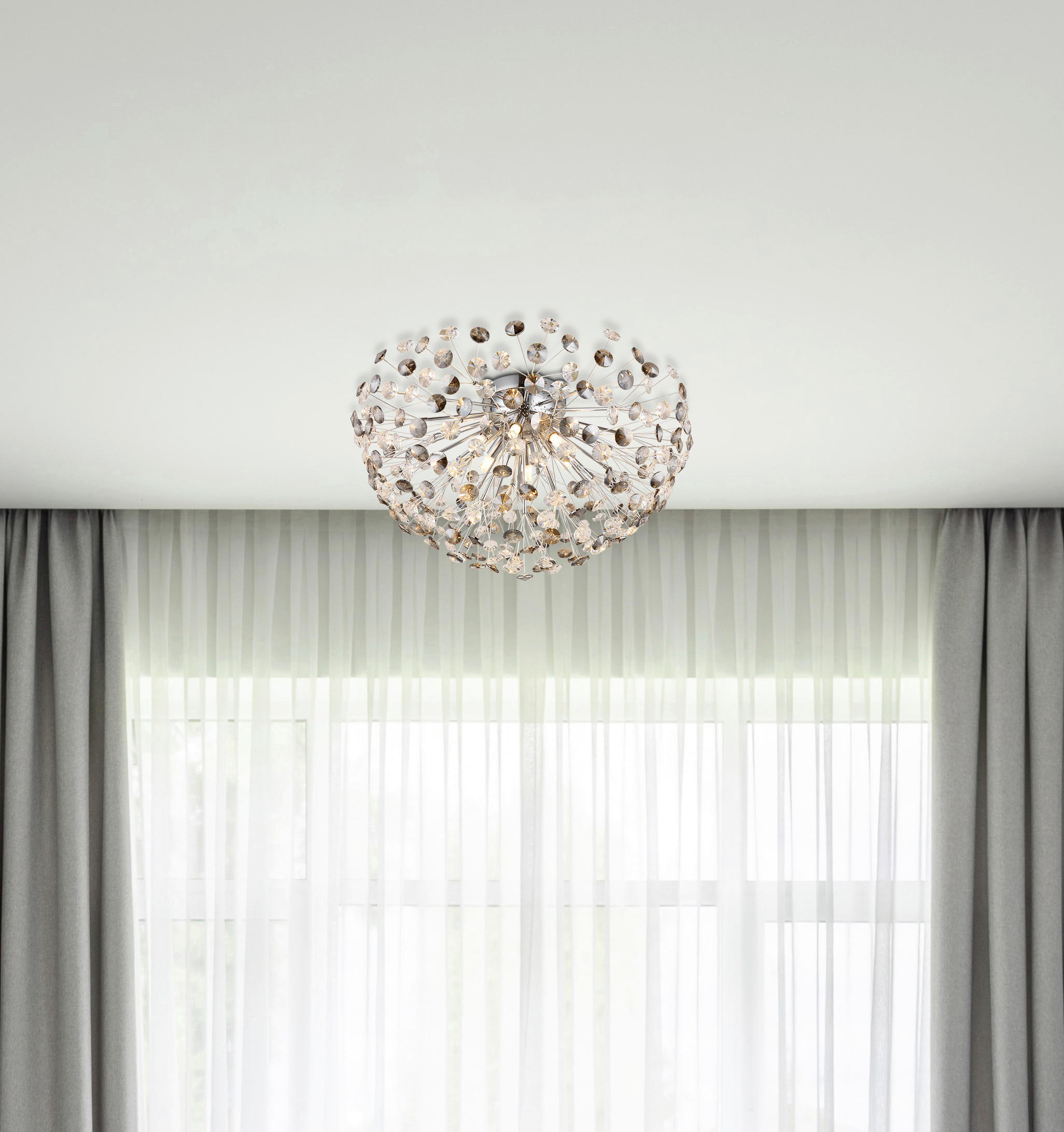KRISTALL-DECKENLEUCHTE 60/32,5 cm   - Klar/Chromfarben, KONVENTIONELL, Glas/Metall (60/32,5cm) - Globo