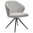 STUHL Bouclé Creme, Schwarz, Beige  - Beige/Creme, Design, Textil/Metall (61/84/61cm) - Dieter Knoll