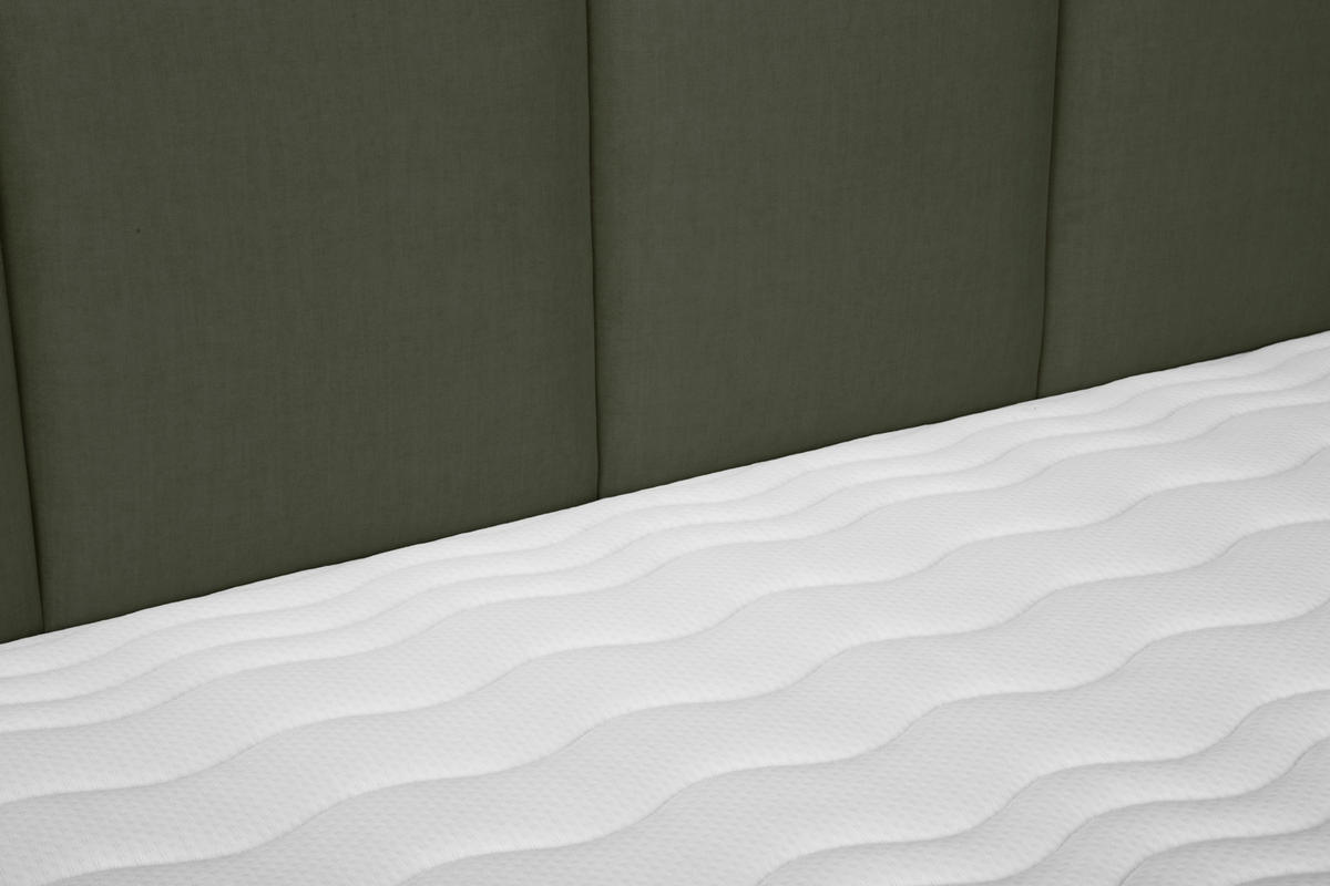 BOXSPRING-ÁGY 160/200 cm  sötétzöld  - alumíniumszínű/sötétzöld, Modern, textil (160/200cm) - MID.YOU