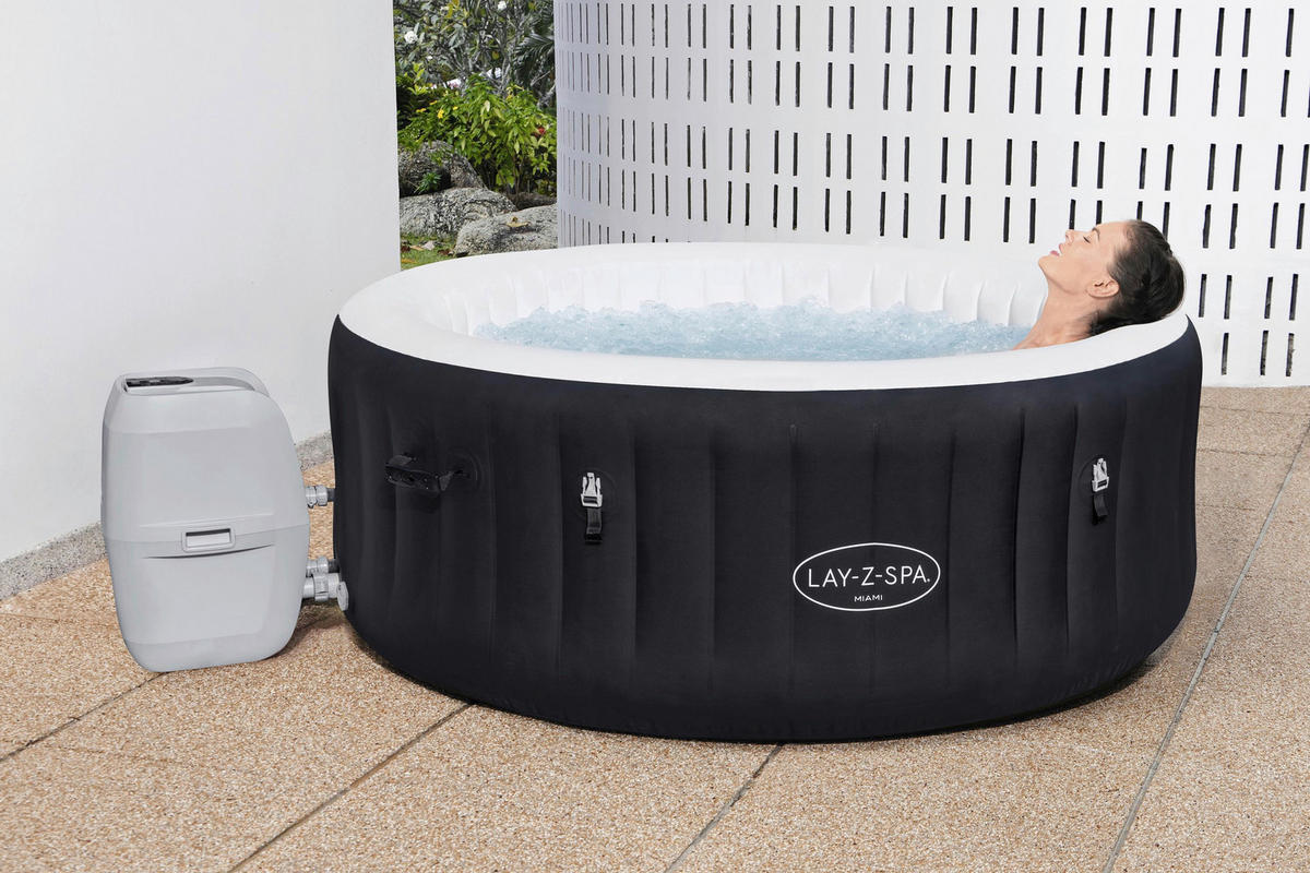 WHIRLPOOL LAY-Z-SPA MIAMI 60001 180/66 cm  - Schwarz, KONVENTIONELL, Kunststoff/Metall (180/66cm) - Bestway