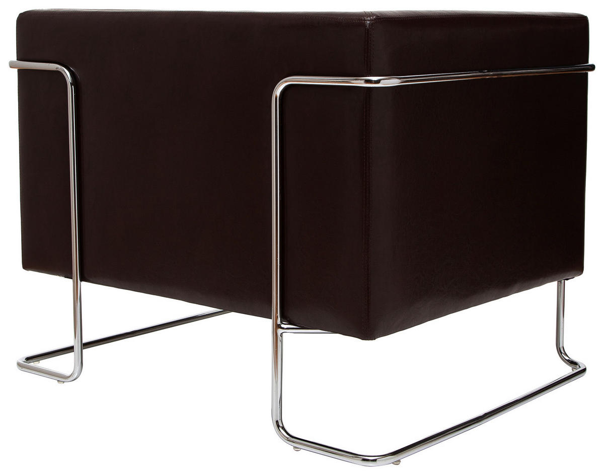 DESIGNSESSEL Lederlook Dunkelbraun    - Chromfarben/Dunkelbraun, MODERN, Textil/Metall (88/74/74cm) - MID.YOU