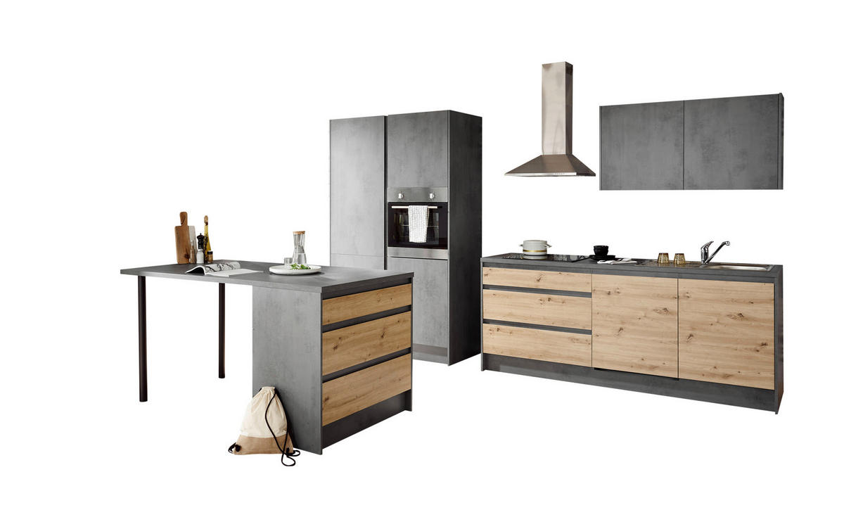 KUHINJSKI OTOK antracit, hrast Artisan  - hrast Artisan/antracit, Design, drvni materijal (180/91/90cm) - MID.YOU