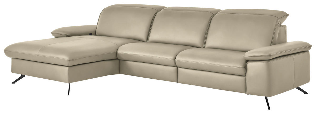 ECKSOFA  Echtleder Naturfarben  - Schwarz/Naturfarben, Design, Leder/Metall (169/307cm) - Beldomo Premium
