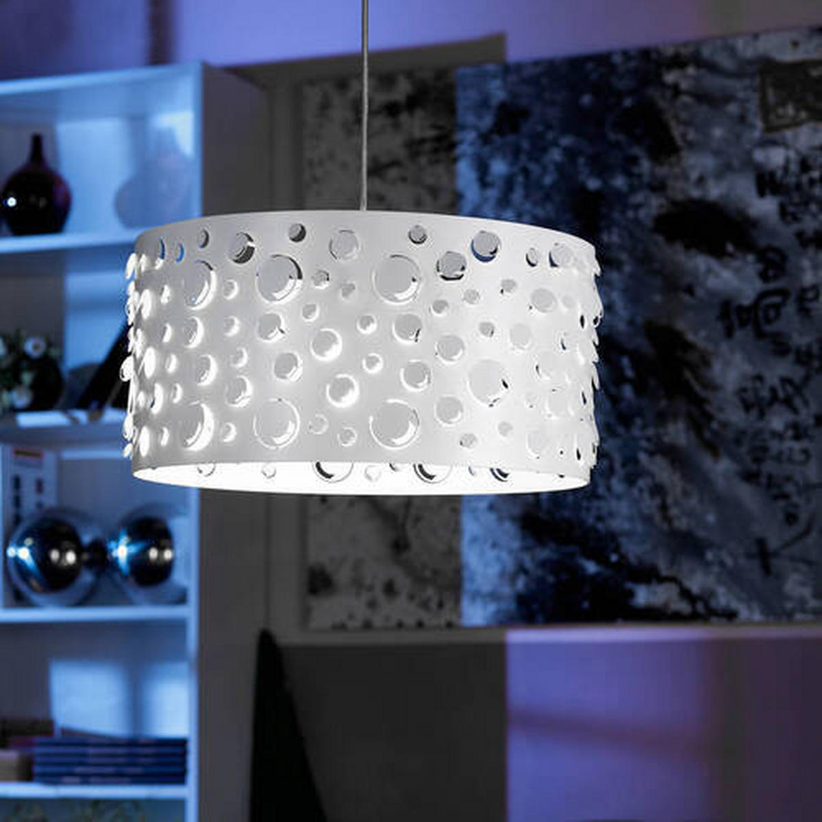 ZÁVESNÉ SVIETIDLO, 40/90 cm  - biela, Design, kov (40/90cm)