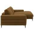 ECKSOFA  in Flachgewebe Goldfarben  253/177 cm  - Goldfarben/Schwarz, Design, Textil/Metall (253/177cm) - Dieter Knoll