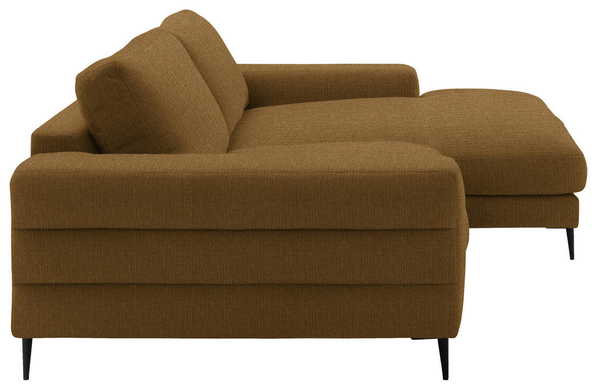 ECKSOFA in Flachgewebe Goldfarben  - Goldfarben/Schwarz, Design, Textil/Metall (253/177cm) - Dieter Knoll