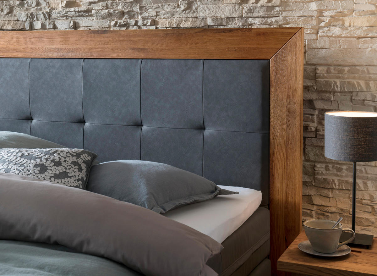 BOXSPRINGBETT 160/200 cm  in Anthrazit, Eichefarben  - Eichefarben/Anthrazit, KONVENTIONELL, Holz/Textil (160/200cm) - Hasena