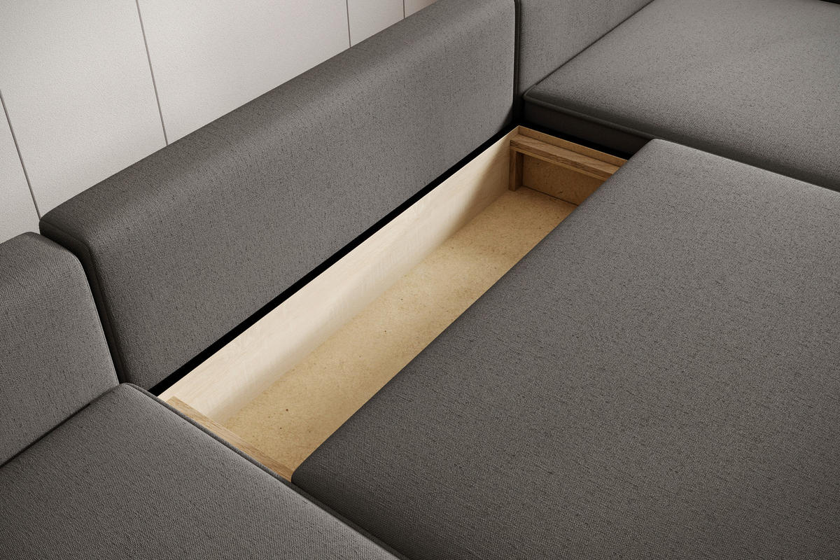 WOHNLANDSCHAFT CHALLENGE Graphitfarben Struktur  - Schwarz/Graphitfarben, MODERN, Kunststoff/Textil (168/333/168cm) - Trendmanufaktur