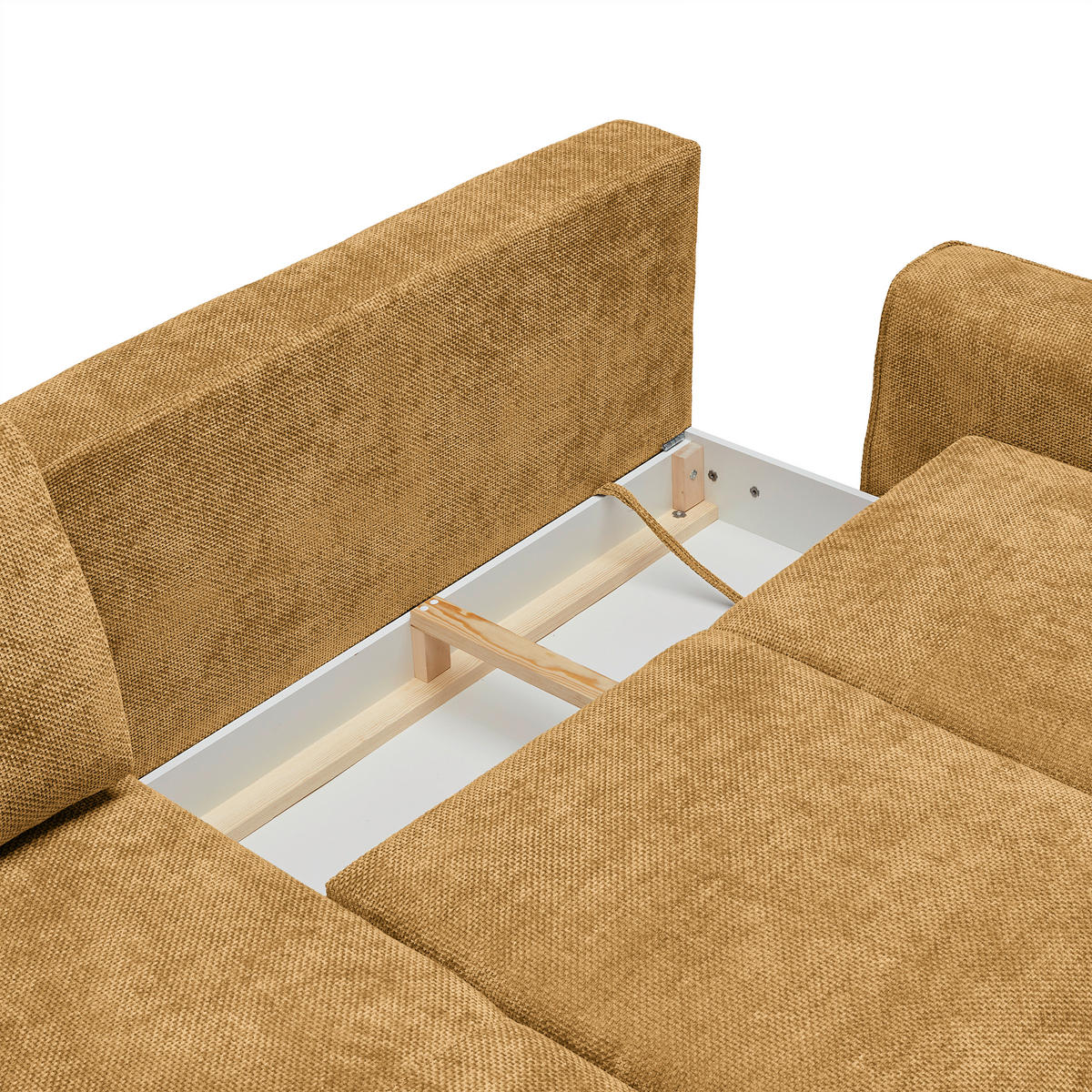 ECKSOFA in Webstoff Bernsteinfarben  - Bernsteinfarben/Schwarz, Modern, Textil/Metall (164/255cm) - MID.YOU