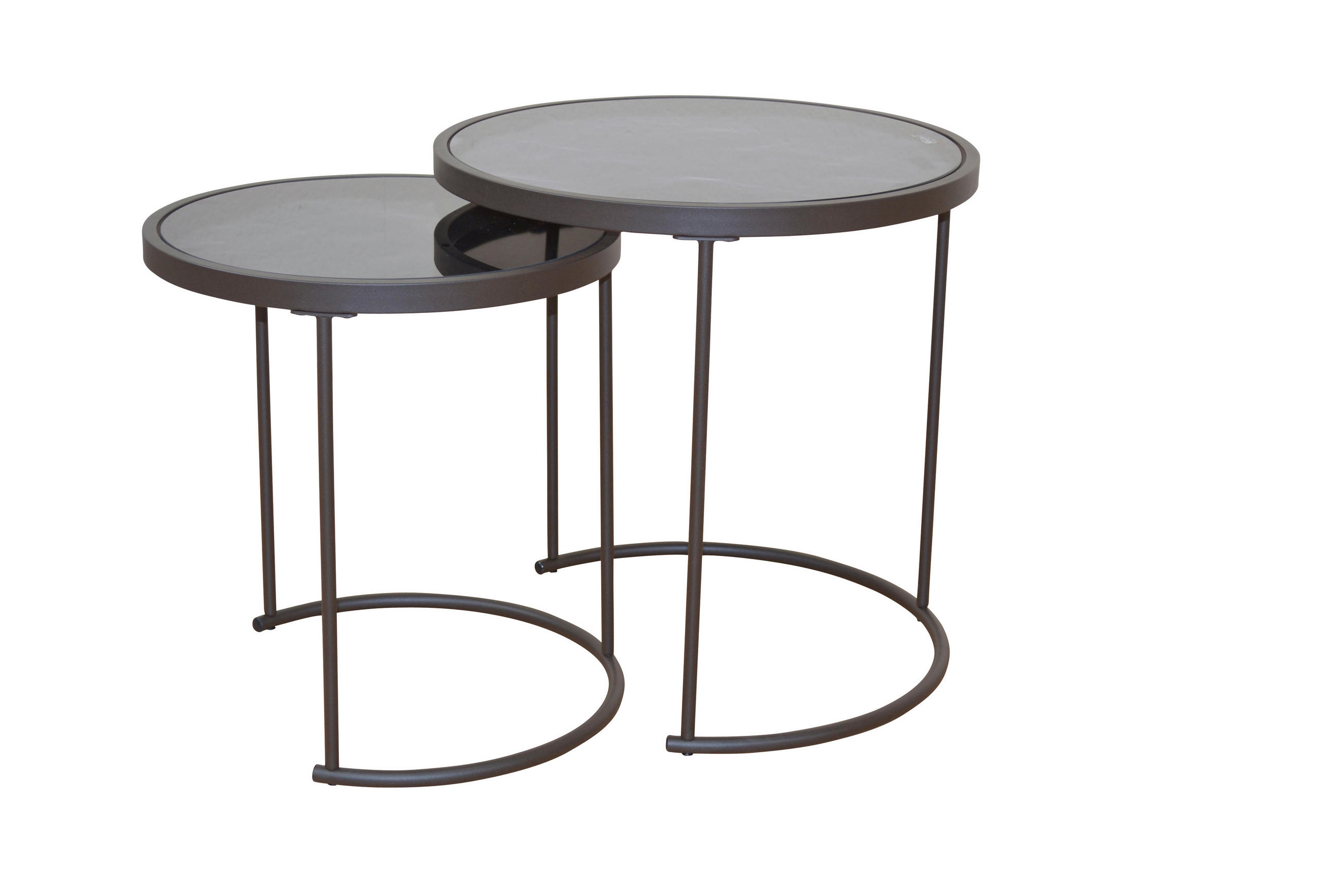 BEISTELLTISCHSET rund Schwarz  - Schwarz/Braun, Design, Glas/Metall (50/50/50cm) - MID.YOU