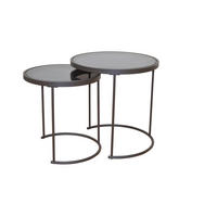 BEISTELLTISCHSET rund Schwarz  - Schwarz/Braun, Design, Glas/Metall (50/50/50cm) - MID.YOU