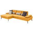 ECKSOFA in Chenille, Mikrofaser Currygelb  - Currygelb/Schwarz, Design, Textil/Metall (157/299cm) - Dieter Knoll