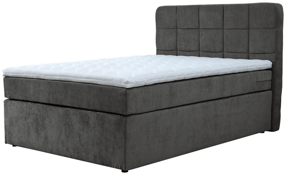 BOXSPRINGBETT 120/200 cm  in Anthrazit  - Anthrazit/Schwarz, Konventionell, Kunststoff/Textil (120/200cm) - Moderano