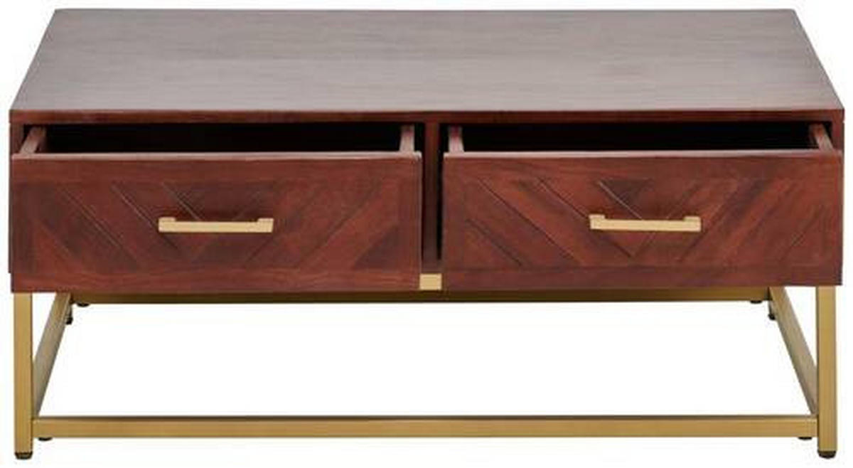 COUCHTISCH in Holz, Metall  - Goldfarben/Walnussfarben, Design, Holz/Metall (90/38/60cm) - MID.YOU