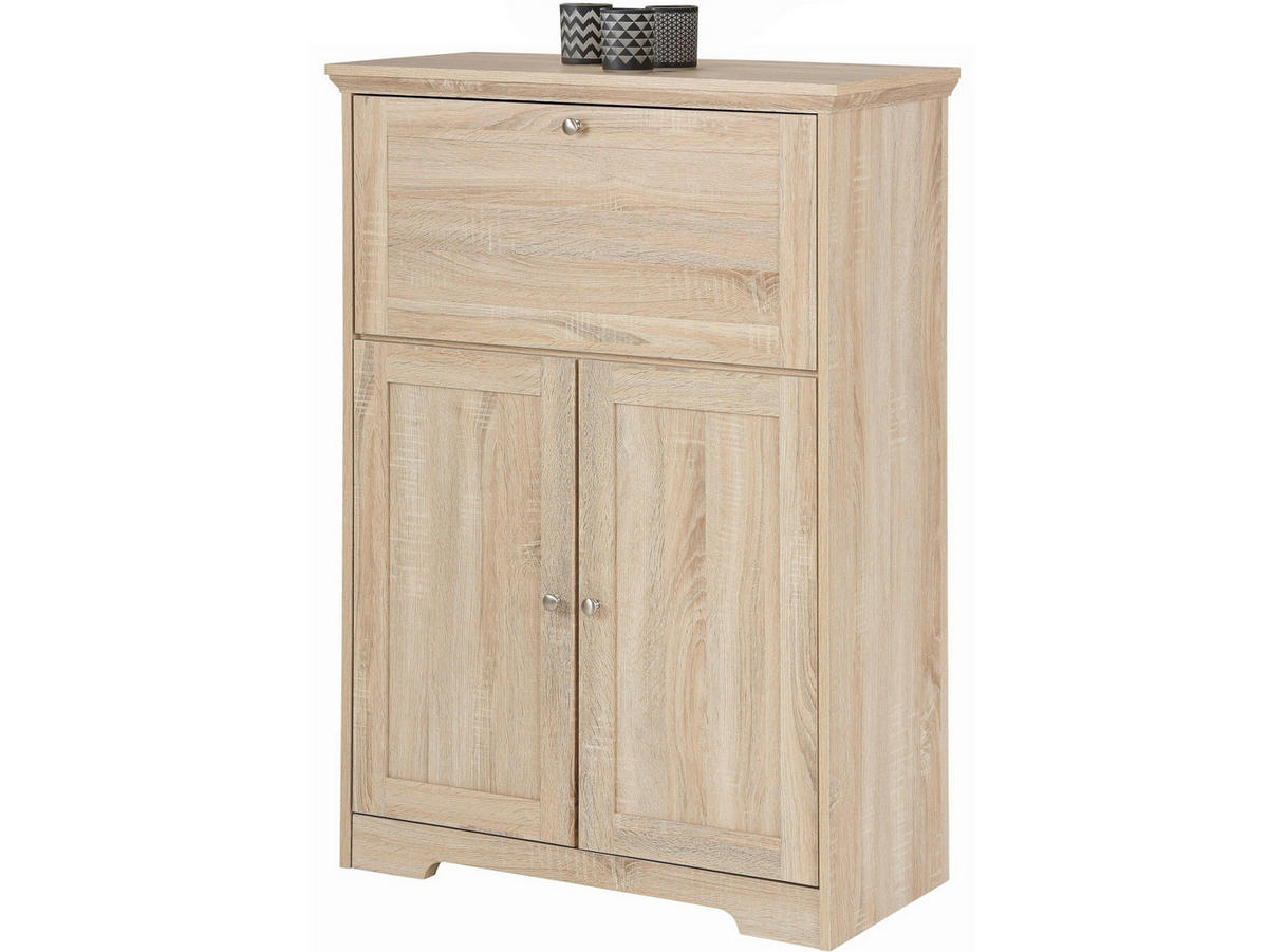 SEKRETÄR  in Eichefarben  - Eichefarben/Silberfarben, Design, Holzwerkstoff/Metall (81/116/39cm) - Livetastic