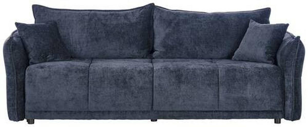 BOXSPRINGSOFA in Chenille Dunkelblau  - Schwarz/Dunkelblau, Modern, Kunststoff/Textil (235/95/108cm) - Hom`in