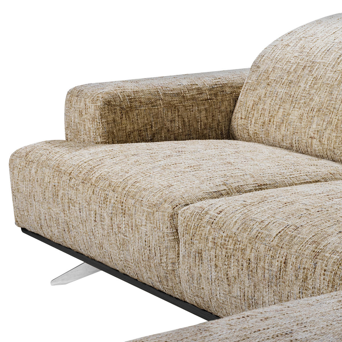 ECKSOFA PORTLAND Hellbraun Struktur Kopfteilverstellung  - Chromfarben/Hellbraun, Design, Holz/Textil (295/187cm) - Livetastic