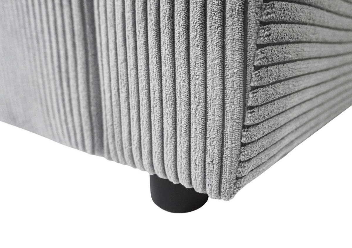 ECKSOFA TERMOLI in Cord Hellgrau  155/231 cm  - Hellgrau/Schwarz, Design, Kunststoff/Textil (155/231cm) - MID.YOU