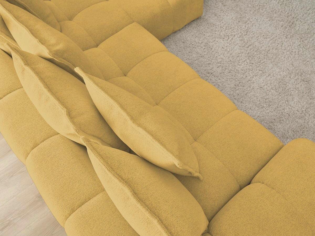 ECKSCHLAFSOFA EVEREST  mit Rücken echt, Armteil links, Armteil rechts Flachgewebe Gelb  - Gelb/Schwarz, MODERN, Kunststoff/Textil (318/180cm) - Livetastic