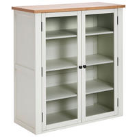 VITRINE in furniert, massiv Eiche, Kiefer Weiß, Klar, Naturfarben  - Klar/Silberfarben, LIFESTYLE, Glas/Holz (100/107/43cm) - MID.YOU