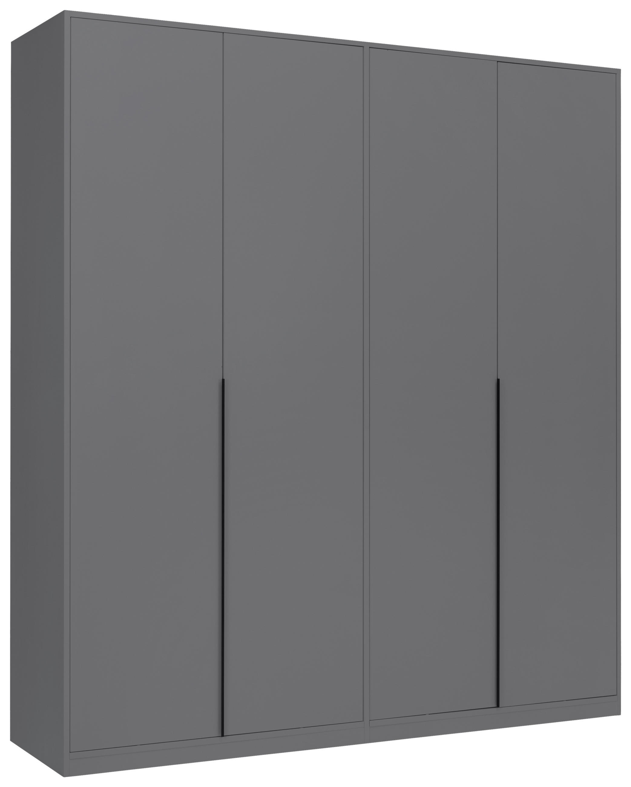 DREHTÜRENSCHRANK 185/211/53 cm,  in Graphitfarben, 4-türig  - Graphitfarben/Schwarz, MODERN, Holzwerkstoff/Metall (185/211/53cm) - MID.YOU