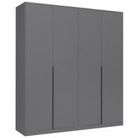 DREHTÜRENSCHRANK 185/211/53 cm,  in Graphitfarben, 4-türig  - Graphitfarben/Schwarz, MODERN, Holzwerkstoff/Metall (185/211/53cm) - MID.YOU