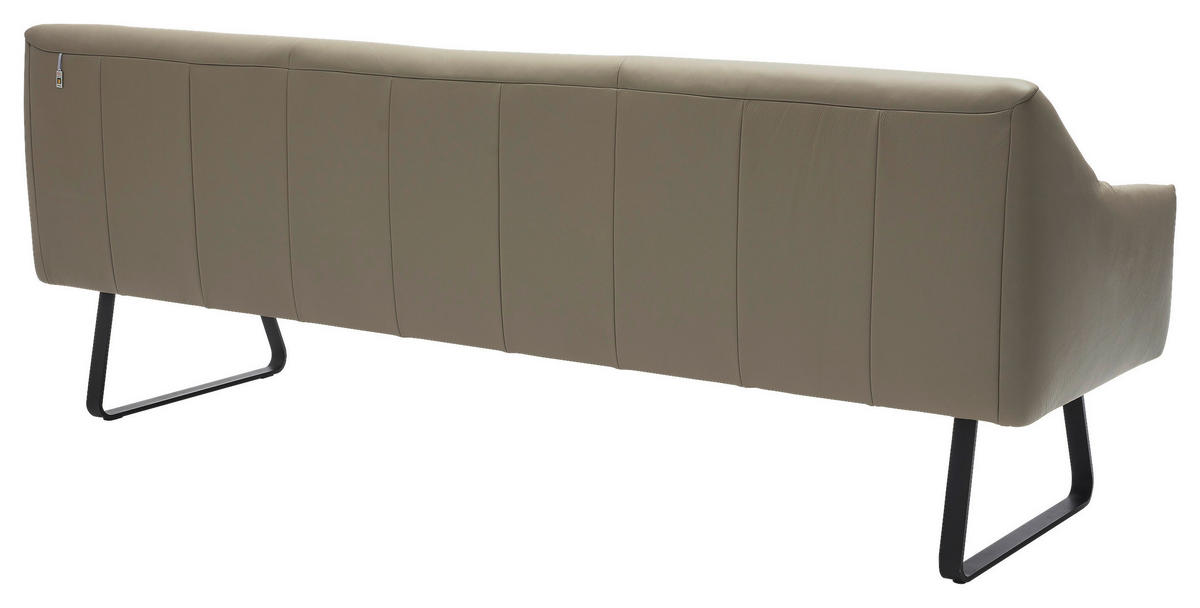 SITZBANK 202/86/70 cm Echtleder Grau, Schwarz Metall  - Schwarz/Grau, Design, Leder/Metall (202/86/70cm) - Musterring