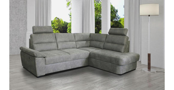 WOHNLANDSCHAFT inkl.Funktionen Grau Lederlook - Dunkelbraun/Grau, KONVENTIONELL, Kunststoff/Textil (251/193cm) - Cantus