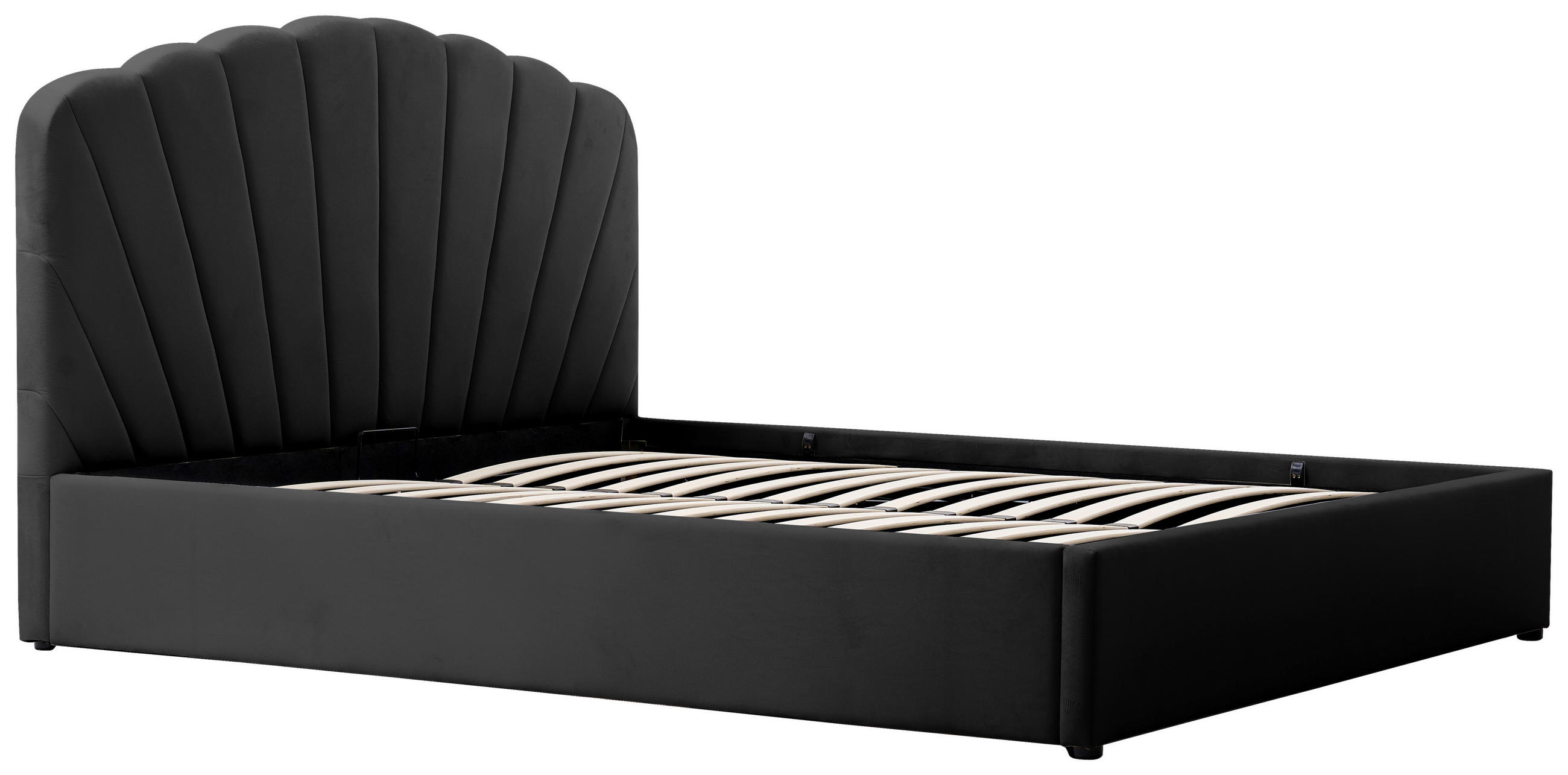 POLSTERBETT Lattenrost, Bettkasten 180/200 cm  in Schwarz  - Schwarz/Naturfarben, Trend, Holz/Kunststoff (180/200cm) - Ambia Home
