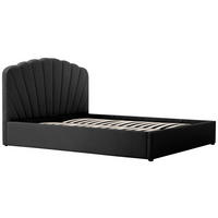 POLSTERBETT Lattenrost, Bettkasten 180/200 cm  in Schwarz  - Schwarz/Naturfarben, Trend, Holz/Kunststoff (180/200cm) - Ambia Home