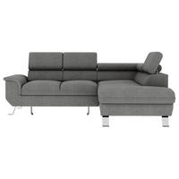 ECKSOFA in Struktur Anthrazit  - Anthrazit/Silberfarben, Konventionell, Textil/Metall (268/207cm) - MID.YOU