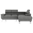 ECKSOFA Anthrazit Struktur  - Anthrazit/Silberfarben, KONVENTIONELL, Textil/Metall (268/207cm) - Carryhome