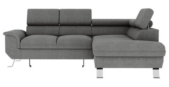 ECKSOFA Anthrazit Struktur  - Anthrazit/Silberfarben, KONVENTIONELL, Textil/Metall (268/207cm) - Carryhome