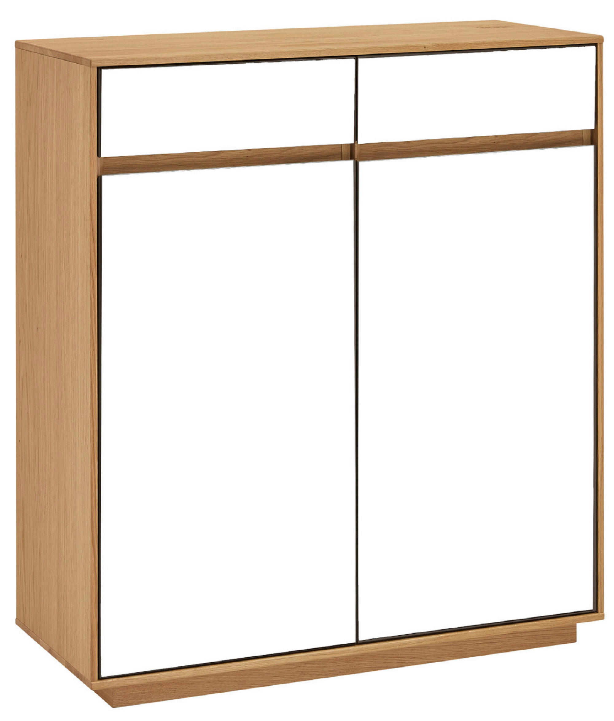 SCHUHSCHRANK Eiche teilmassiv Weiß, Eichefarben - Eichefarben/Weiß, Design, Holz (86/103/37cm)