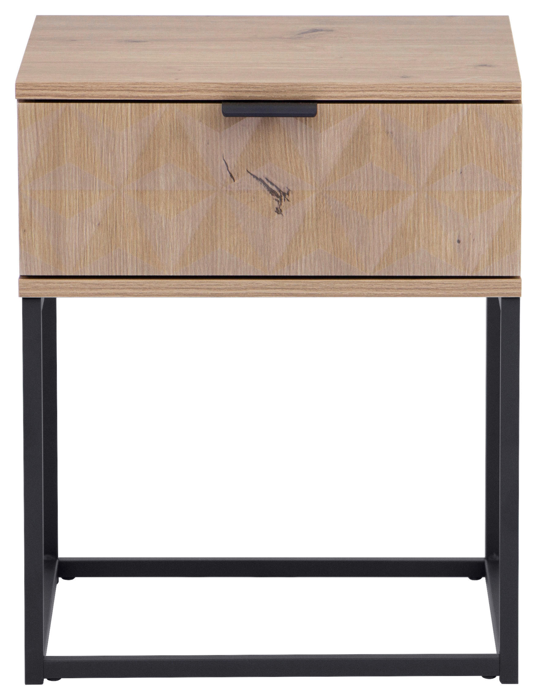 NACHTSCHRANK 42,5/52/38,5 cm  - Eichefarben/Schwarz, KONVENTIONELL, Holzwerkstoff/Metall (42,5/52/38,5cm) - Boxxx