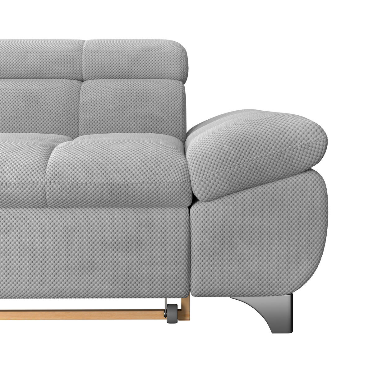 ECKSOFA Hellgrau Chenille  - Chromfarben/Hellgrau, KONVENTIONELL, Textil/Metall (234/312cm) - Livetastic