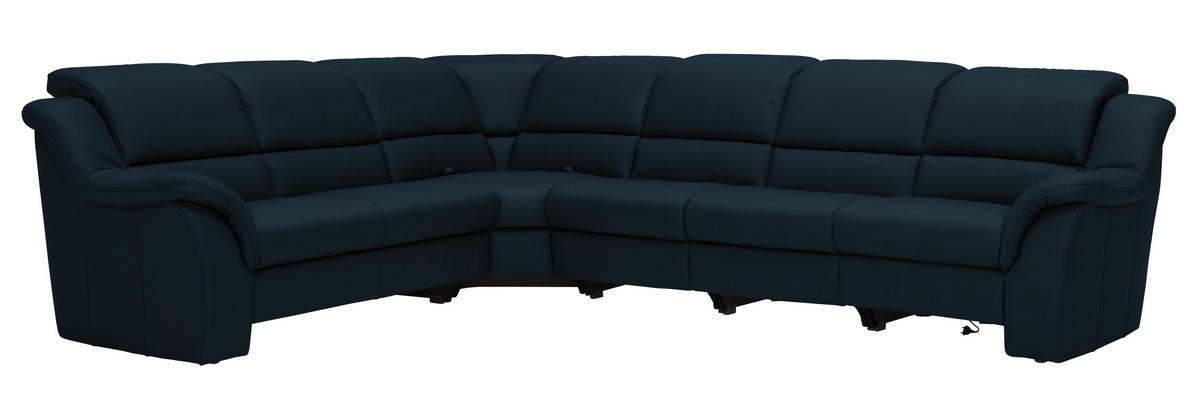 ECKSOFA  in Echtleder Dunkelblau  260/324 cm  - Schwarz/Dunkelblau, KONVENTIONELL, Leder/Kunststoff (260/324cm) - Cantus