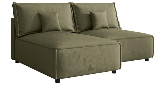 ECKSOFA Olivgrün Webstoff Zierkissen, Rückenkissen, Rücken echt  - Schwarz/Olivgrün, MODERN, Kunststoff/Textil (153/200cm) - Xora