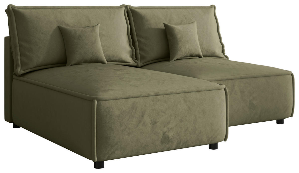 ECKSOFA Olivgrün Webstoff Zierkissen, Rückenkissen, Rücken echt  - Schwarz/Olivgrün, MODERN, Kunststoff/Textil (153/200cm) - Xora