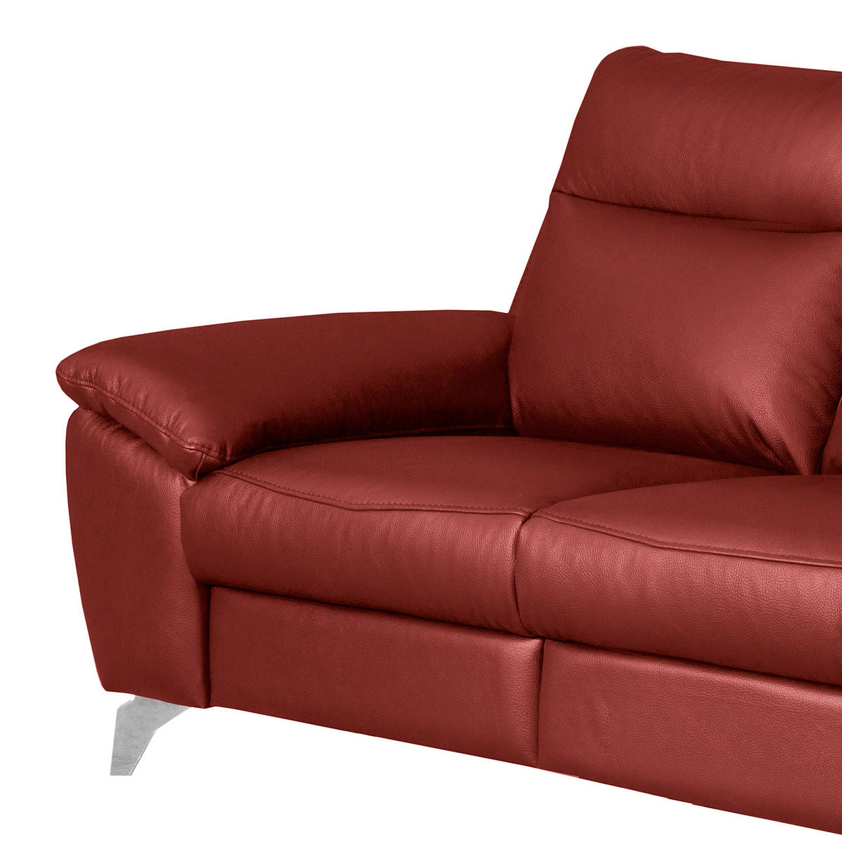 2-SITZER-SOFA 178/95/96 cm PERLE in Echtleder Dunkelrot   - Chromfarben/Dunkelrot, Design, Leder/Metall (178/95/96cm) - Livetastic