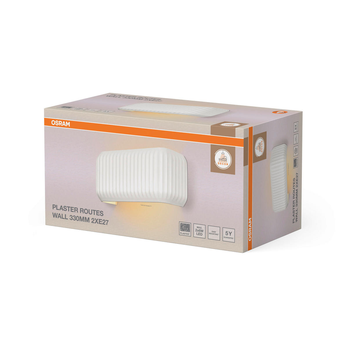 WANDLEUCHTE 33/11/15 cm   - Weiß, Basics, Stein (33/11/15cm) - Osram