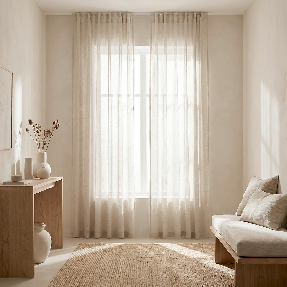 FERTIGVORHANG transparent  - Beige, Basics, Textil (140/240cm)