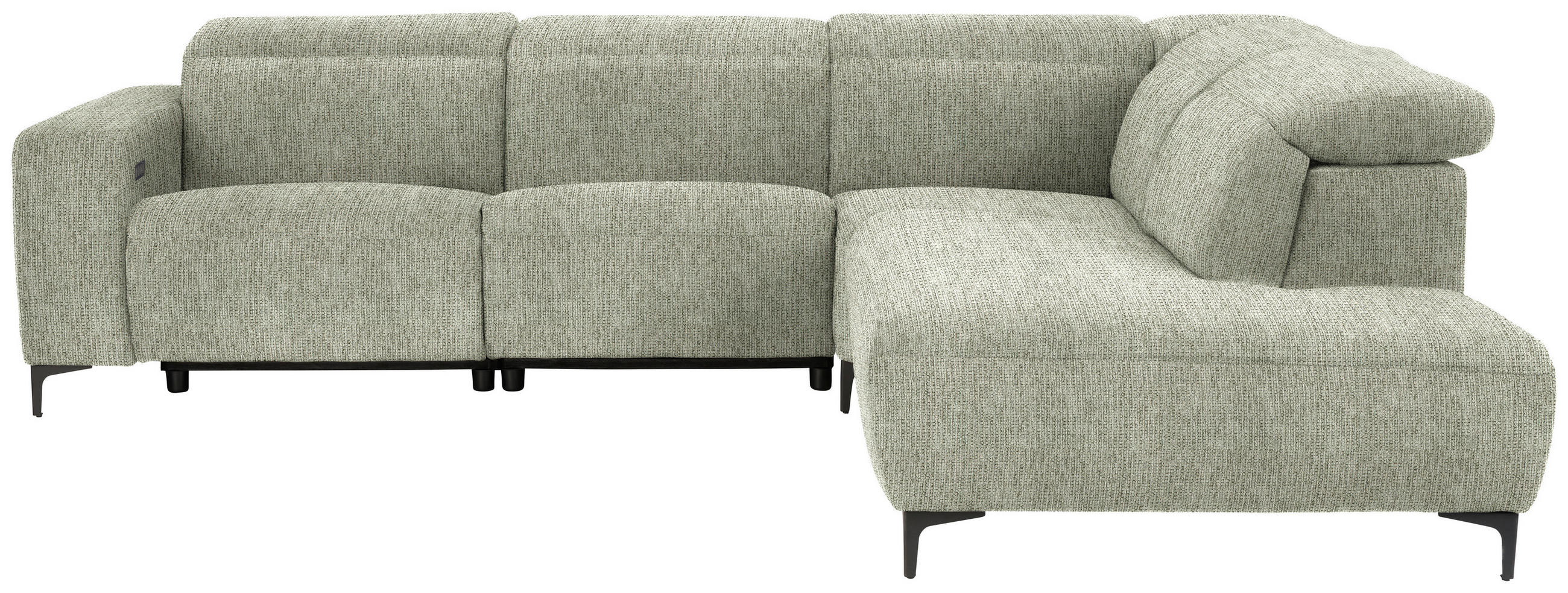 ECKSOFA in Flachgewebe Olivgrün  - Schwarz/Olivgrün, Design, Textil/Metall (290/238cm) - Pure Home Lifestyle